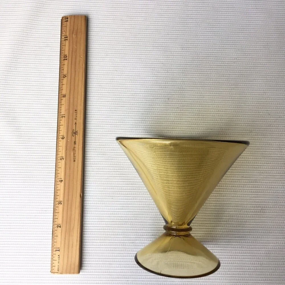 Novelty Martini Glass Gold Goblet Funnel Shape Barware Liquor Cup Retro Vintage